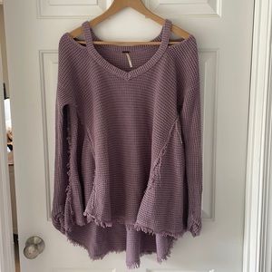 Free people purple high low knitted sweater size M